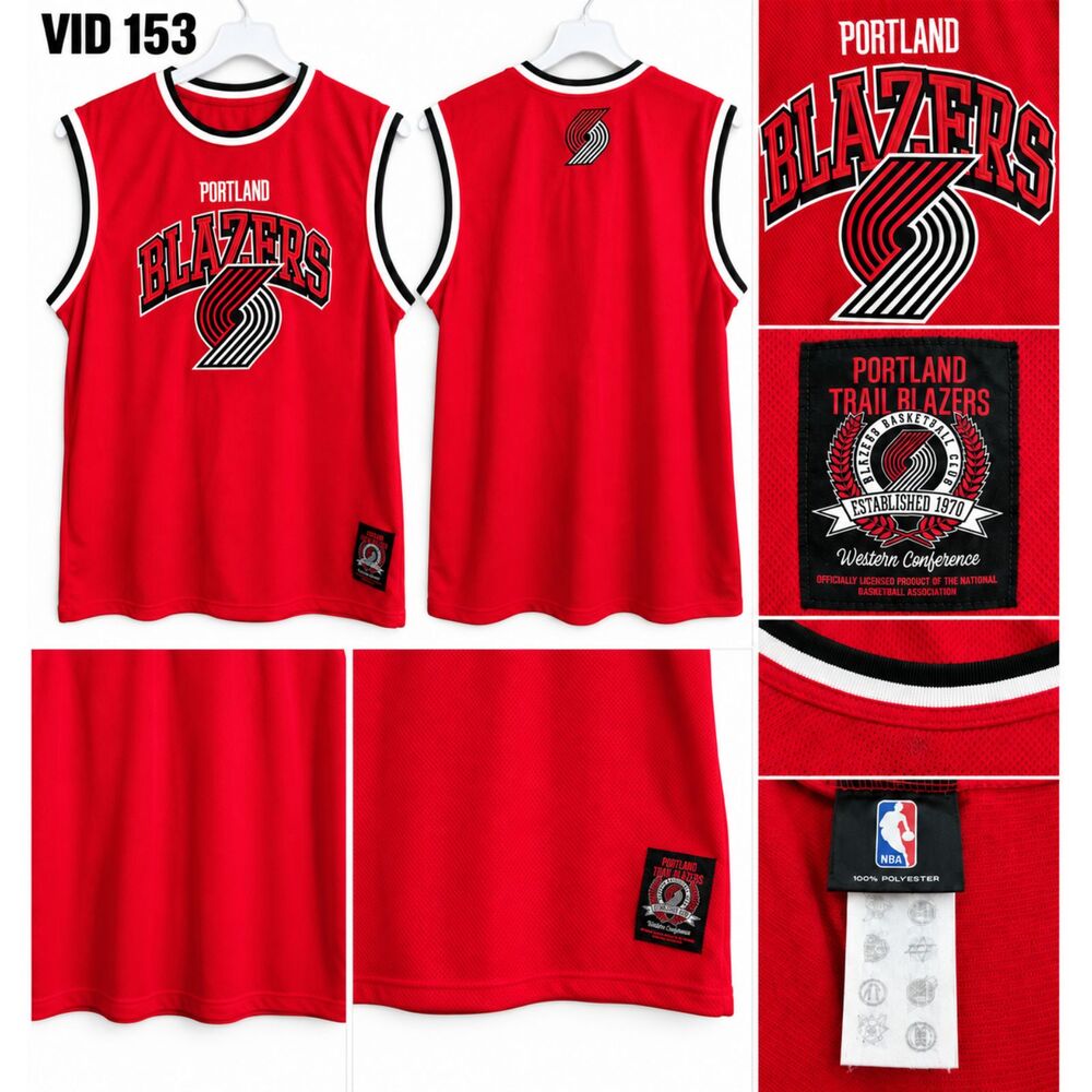 Portland Trail Blazers NBA Red Basketball Jersey Sleeveless Mesh Adult